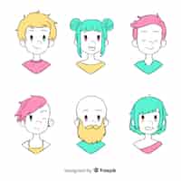 Vetor grátis coleção de avatar de pessoas desenhadas a mão