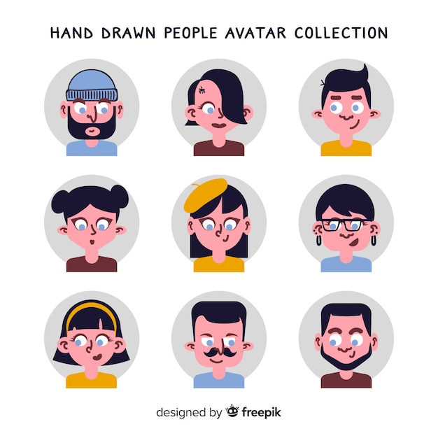 Vetor grátis coleção de avatar de pessoas desenhadas a mão