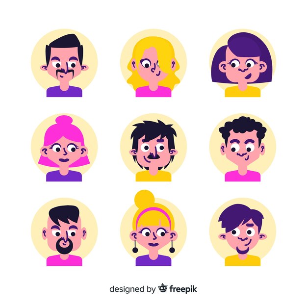 Coleção de avatar de pessoas desenhadas a mão