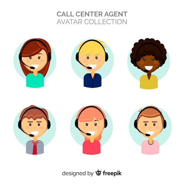 Vetor grátis coleção de avatares de call center