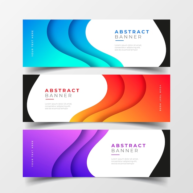 Vetor grátis coleção de bandeiras de negócios abstrata com ondas gradientes