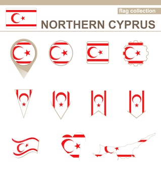 Coleção de bandeiras do chipre do norte, 12 versões Vetor Premium