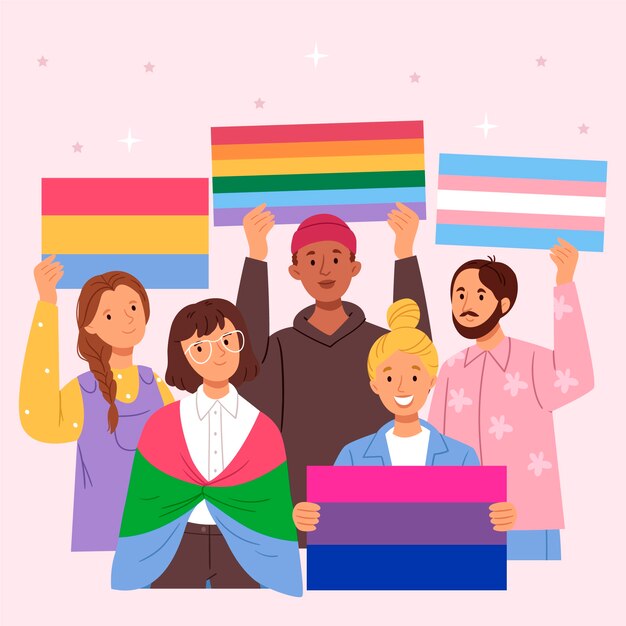 Coleção de bandeiras lgbt do mês do orgulho plano