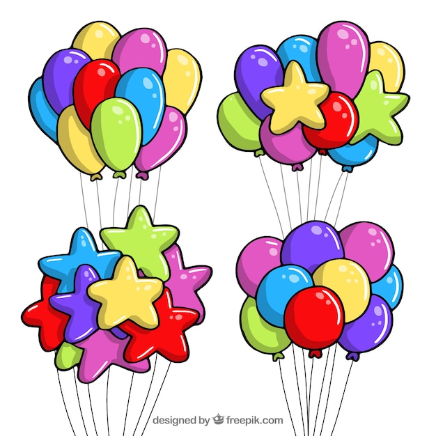 Coleção de bando de balões coloridos em estilo 2d