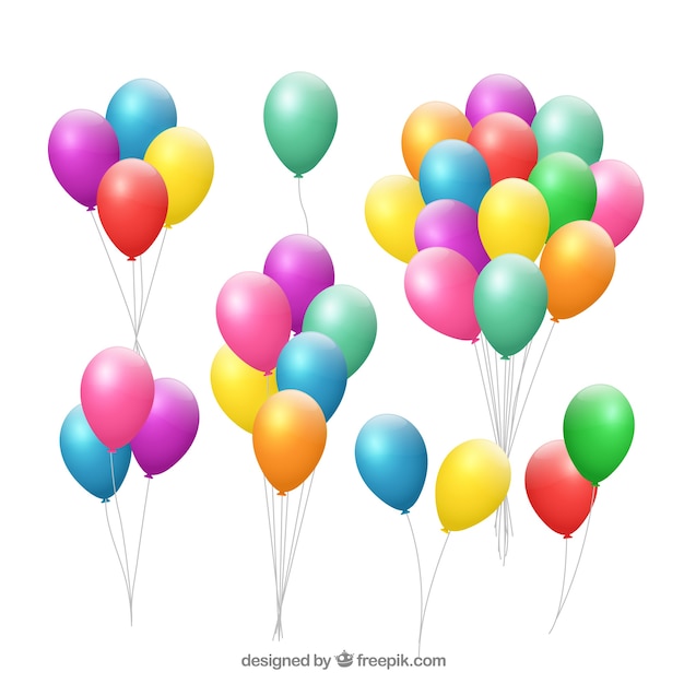 Vetor grátis coleção de bando de balões coloridos em estilo realista