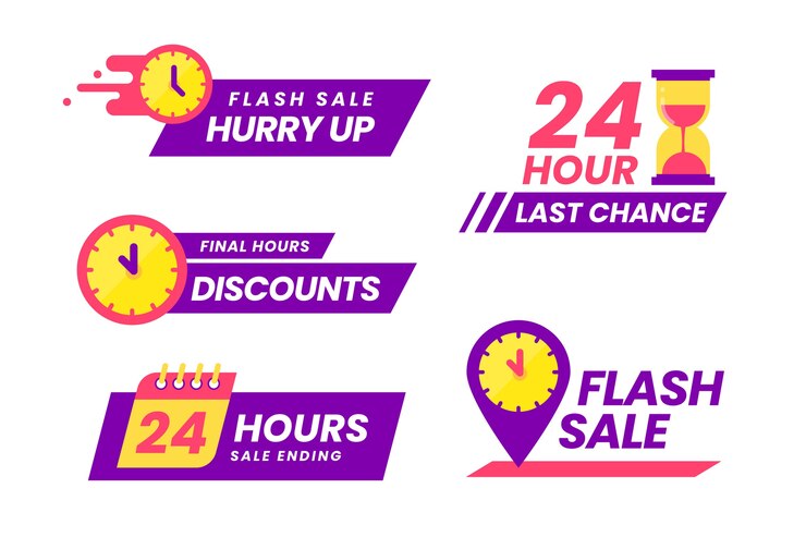 Vetor grátis coleção de banner de contagem regressiva de vendas
