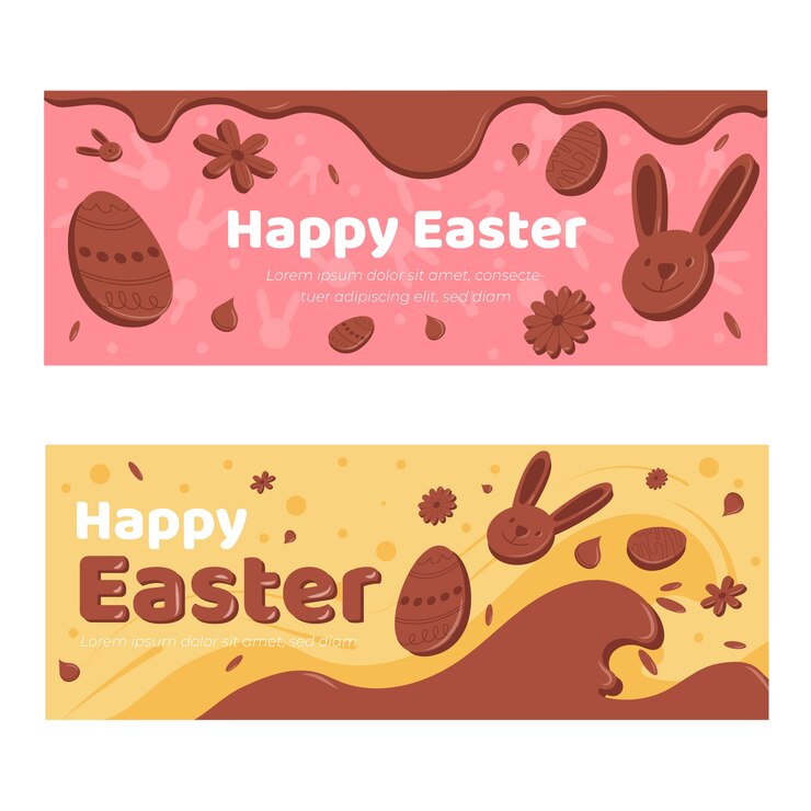Vetor grátis coleção de banner de dia de páscoa festiva de chocolate