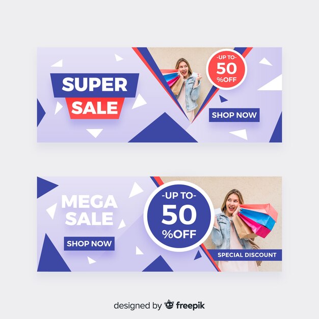 Coleção de banner de venda de moda