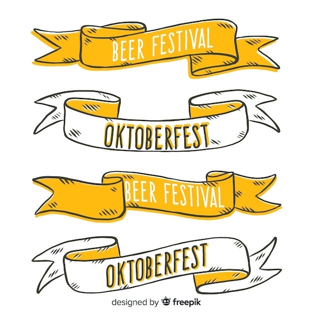 Vetor grátis coleção de banner mão desenhada oktoberfest