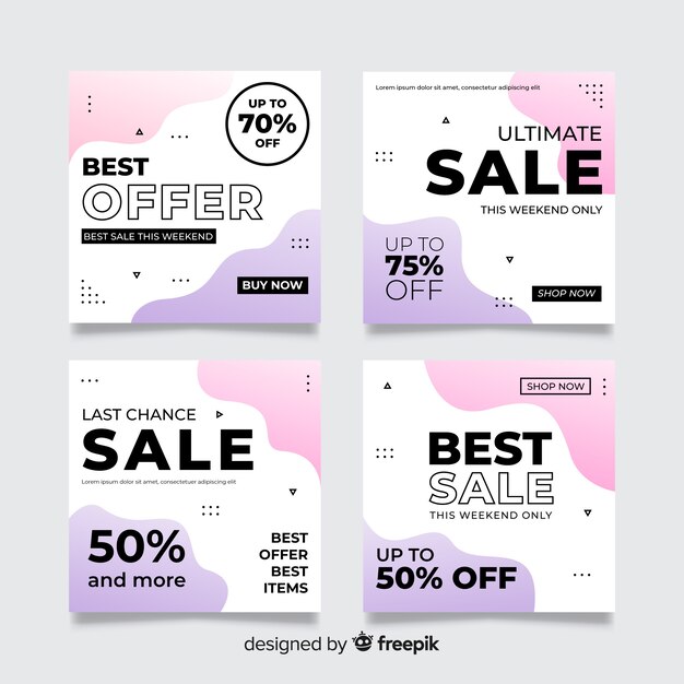 Coleção de banner quadrado promoção