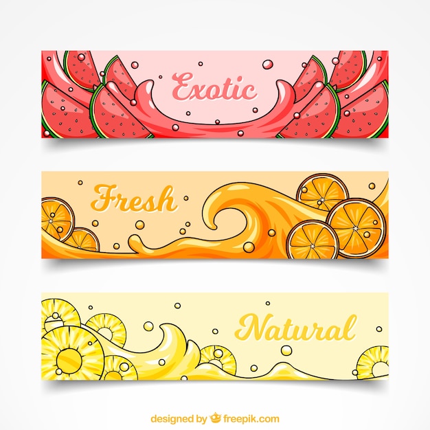 Vetor grátis coleção de banners de frutas exóticas