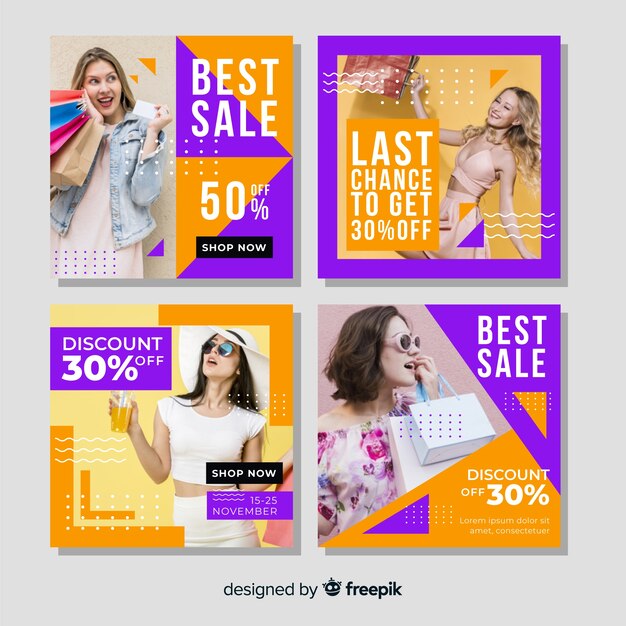 Coleção de banners de moda feminina no instagram