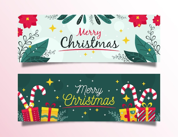 Coleção de banners de natal de design plano