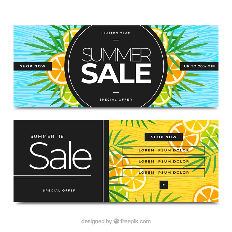 Vetor grátis coleção de banners de venda de verão com frutas
