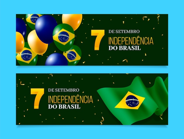 Vetor grátis coleção de banners horizontais realistas para comemoração de 7 de setembro