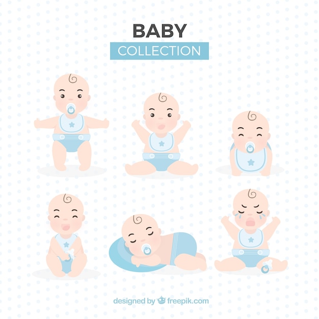 Vetor grátis coleção de bebês bonitos em diferentes poses