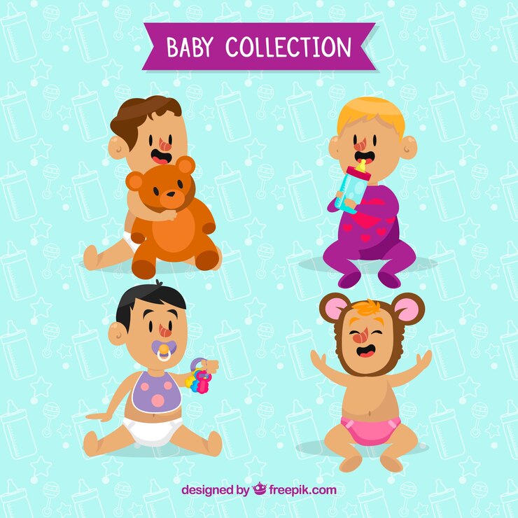 Vetor grátis coleção de bebês em estilo plano