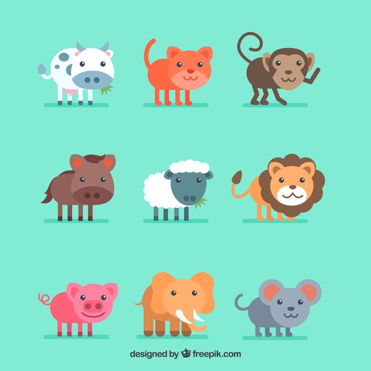 Vetor grátis coleção de belos animais