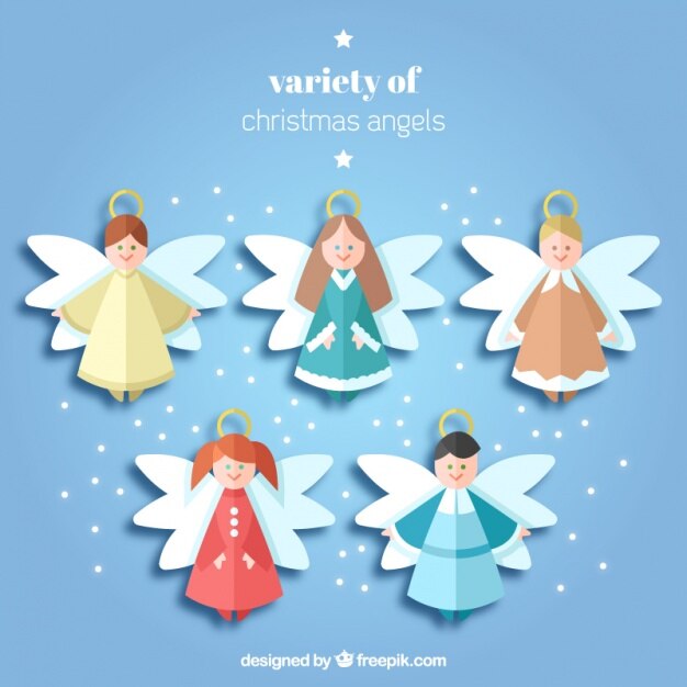 Vetor grátis coleção de belos anjos do natal no design plano