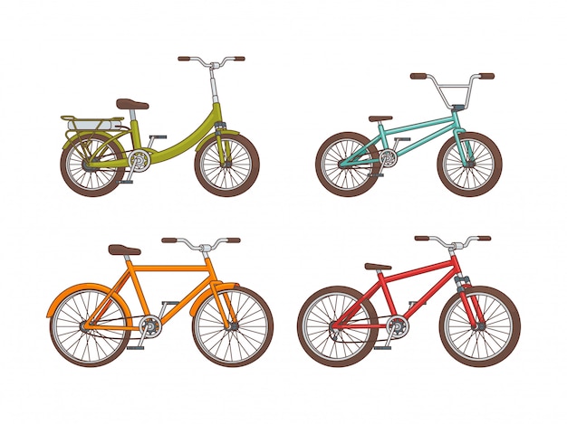 Vetor grátis coleção de bicicletas de desenho animado