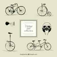 Vetor grátis coleção de bicicletas vintage com estilo elegante