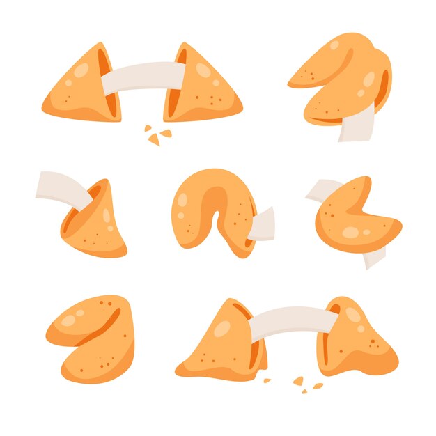Coleção de biscoitos da sorte desenhada à mão