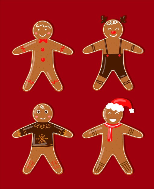 Coleção de biscoitos de gengibre desenhados à mão