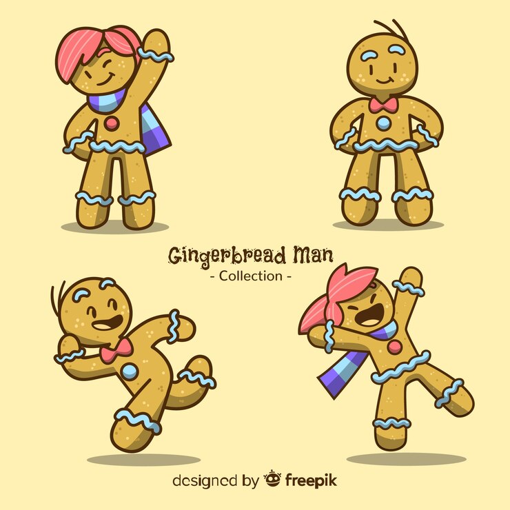 Vetor grátis coleção de biscoitos de gengibre dos desenhos animados