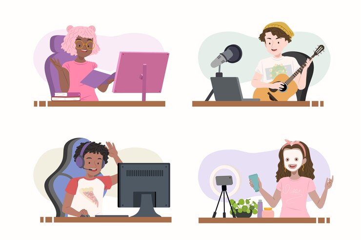 Vetor grátis coleção de bloggers desenhados à mão