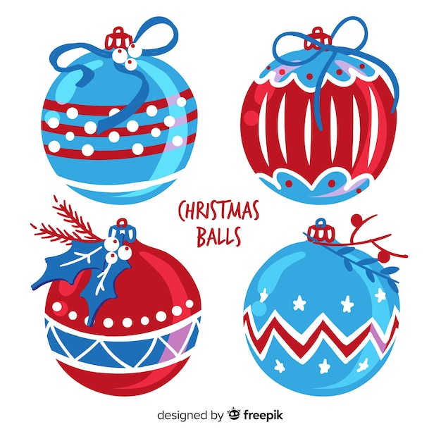 Coleção de bola de Natal colorido com design plano