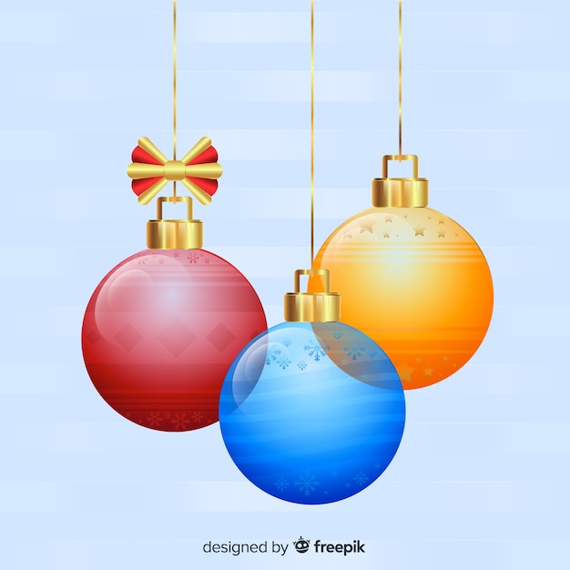 Vetor grátis coleção de bola de natal transparente com estilo elegante