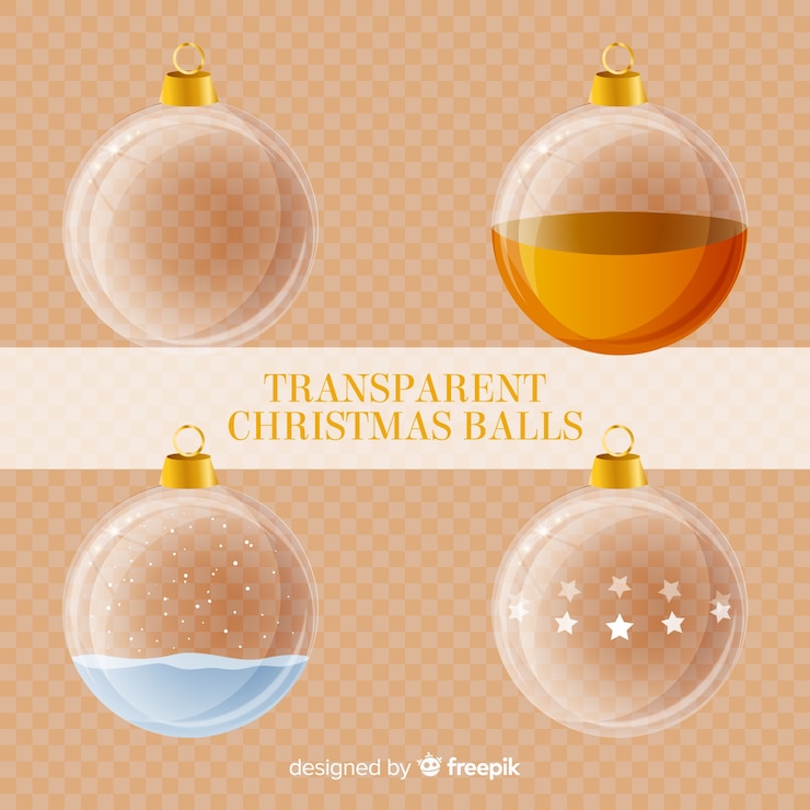 Vetor grátis coleção de bola de natal transparente com estilo elegante