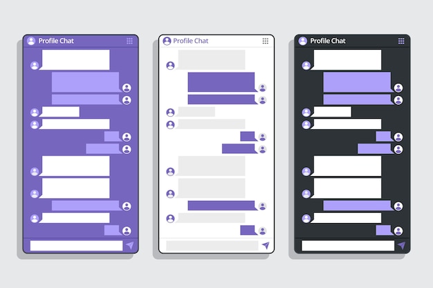 Coleção de bolhas de texto de telefone de design plano