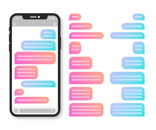 Vetor grátis coleção de bolhas de texto de telefone gradiente