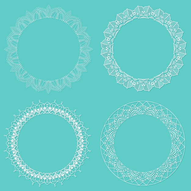 Coleção de bordas circulares de estilo de renda