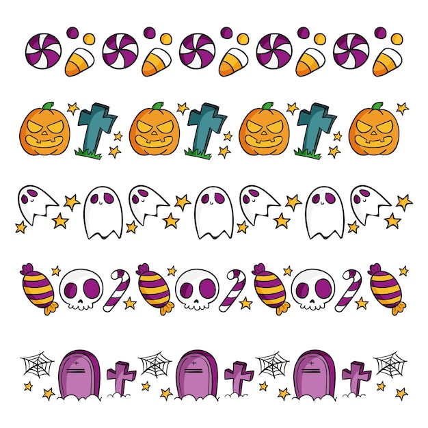 Coleção de bordas de halloween desenhada à mão