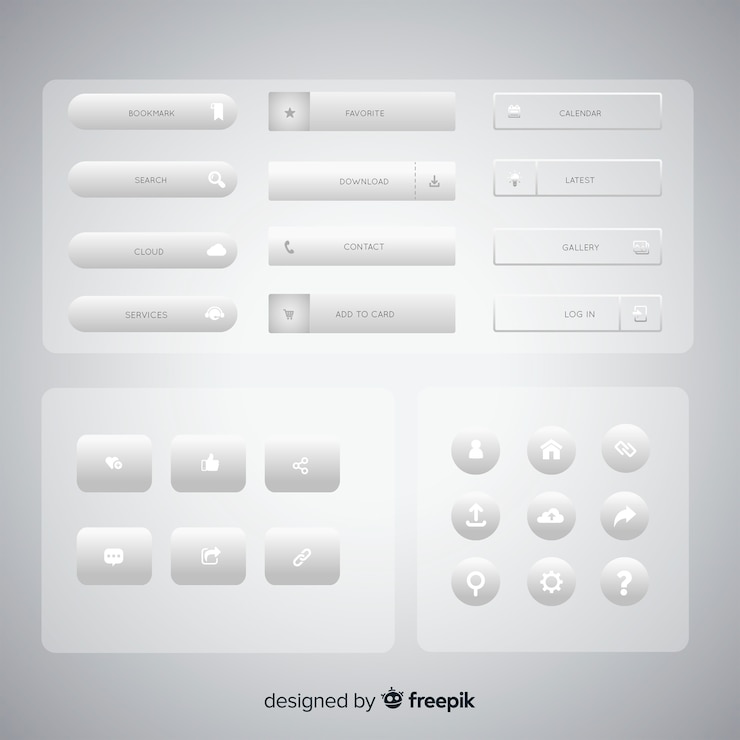 Vetor grátis coleção de botão de design da web