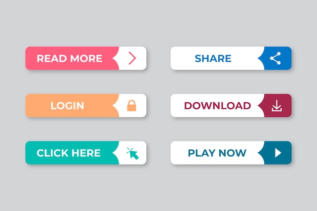 Coleção de botões cta de design plano