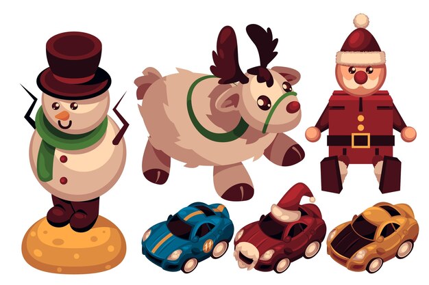 Coleção de brinquedos de natal desenhados à mão