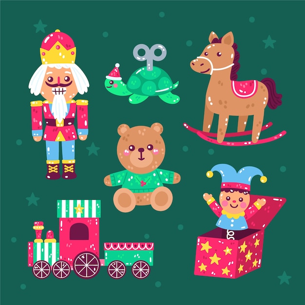 Coleção de brinquedos de natal desenhados à mão
