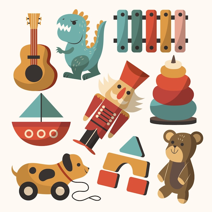 Vetor grátis coleção de brinquedos de natal desenhados à mão