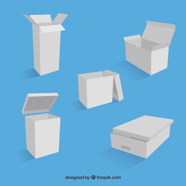 Vetor grátis coleção de caixas brancas para embarque