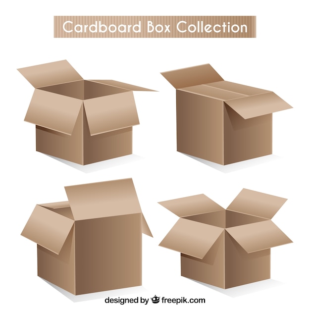 Vetor grátis coleção de caixas de papelão em estilo realista