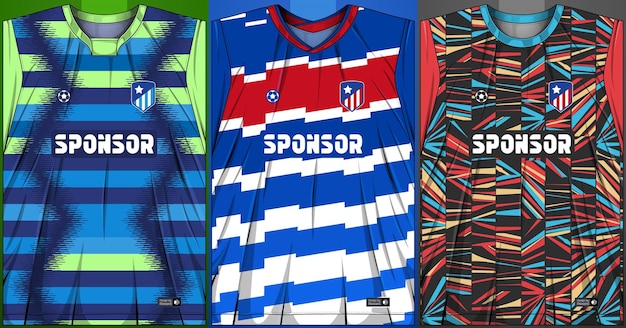 Vetor grátis coleção de camisas esportivas camisa de futebol para sublimação