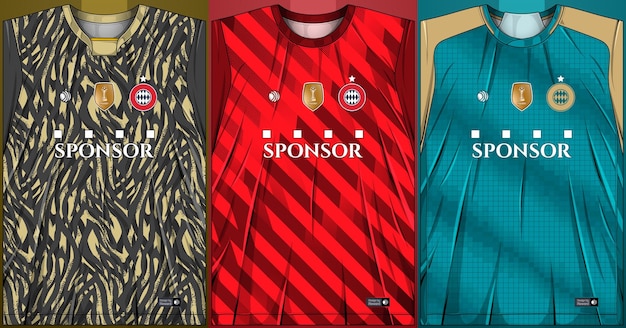 Vetor grátis coleção de camisas esportivas - kit futebol para sublimação