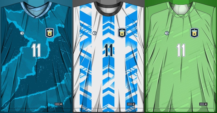 Vetor grátis coleção de camisas esportivas - kit futebol para sublimação