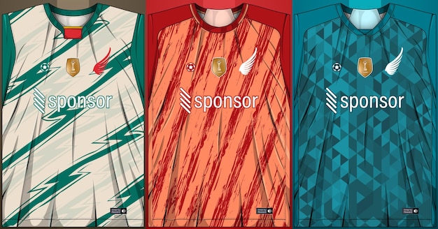 Vetor grátis coleção de camisas esportivas - kit futebol para sublimação