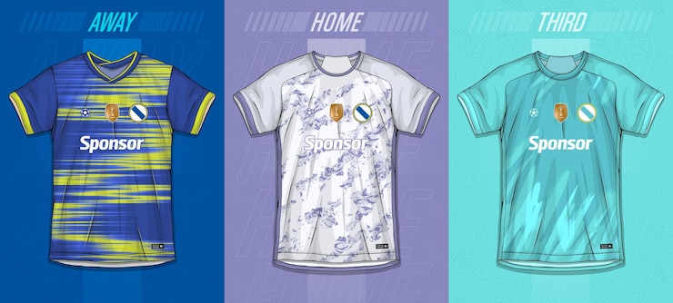 Vetor grátis coleção de camisas esportivas - kit futebol para sublimação