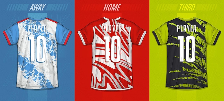 Vetor grátis coleção de camisas esportivas - kit futebol para sublimação