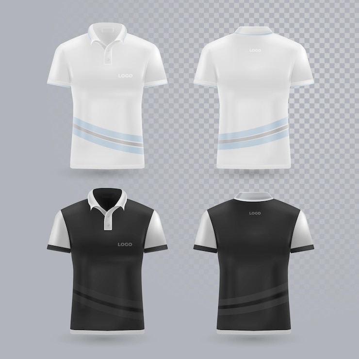 Vetor grátis coleção de camisas pólo frente e costas